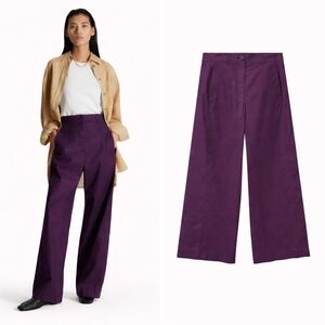 COS Wide Leg Linen Trousers Purple Size 6